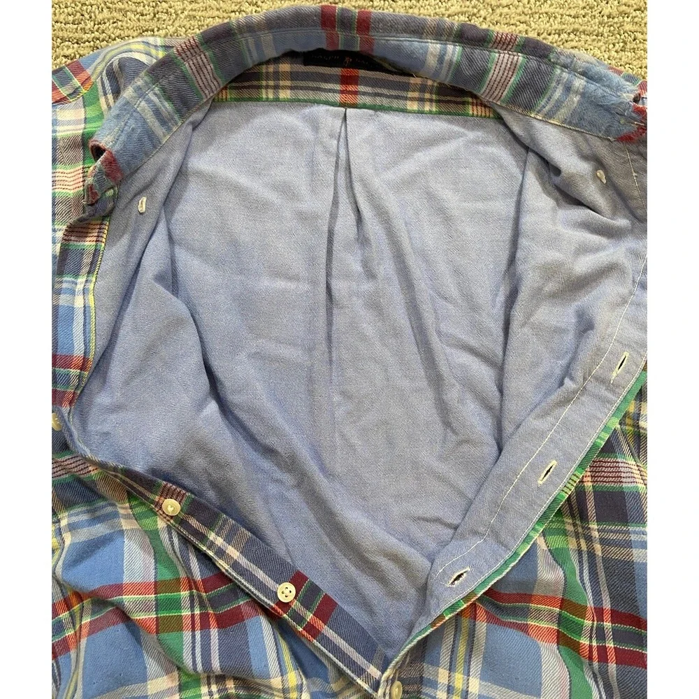 Polo Ralph Lauren Mens Shirt M Plaid Double Layer Lined Long Sleeve Button‎